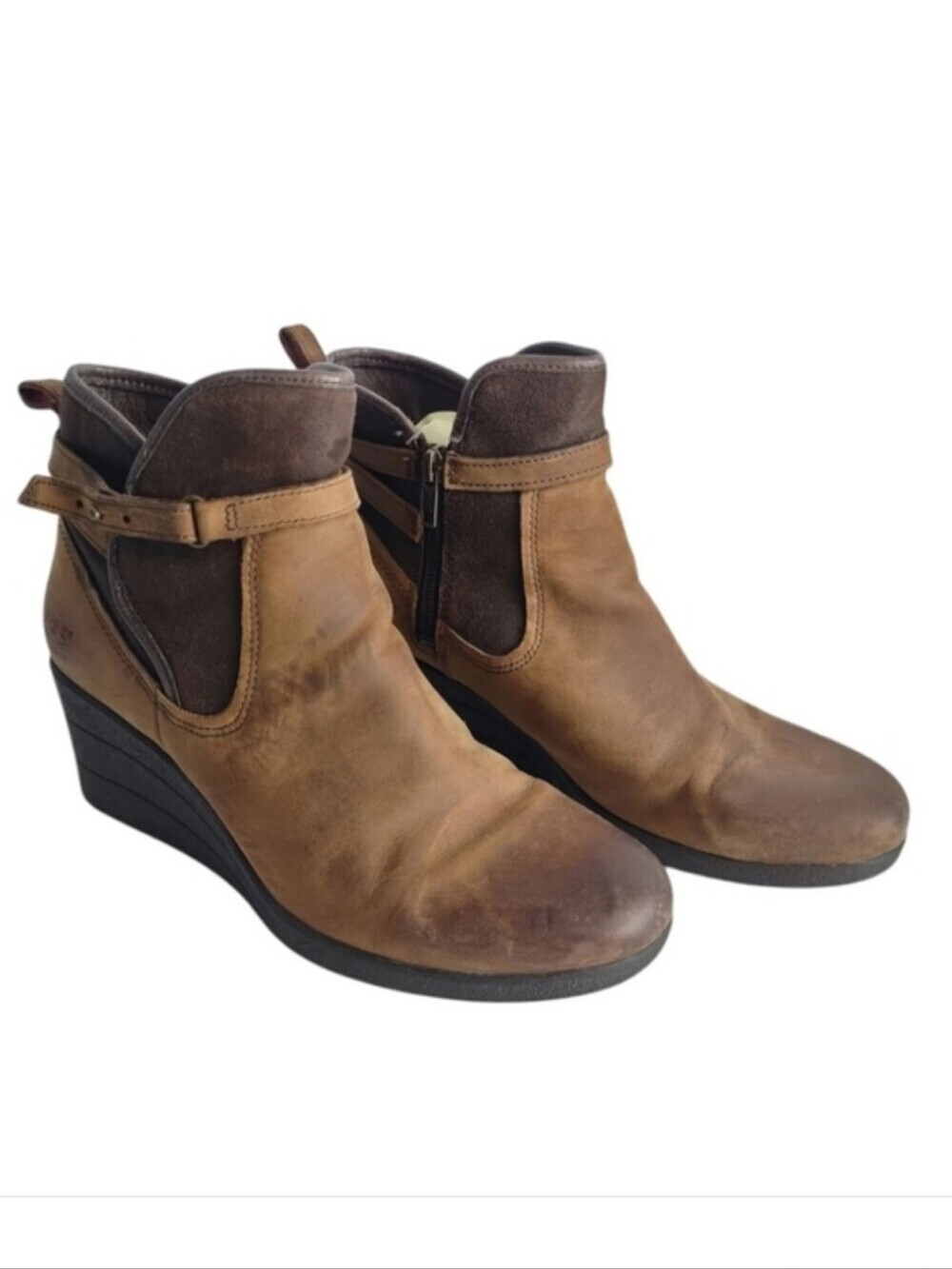 UGG Women's Brown Waterproof Leather Wedge Ankle Boot Bootie Size 10